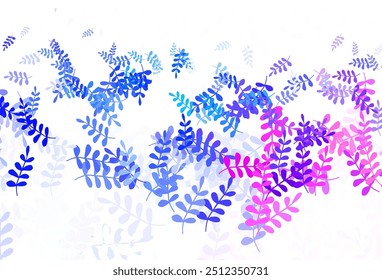 Azul claro, patrón de doodle de Vector rojo con hojas. Ilustración abstracta de brillo con garabatos y hojas. El mejor diseño para tu negocio.