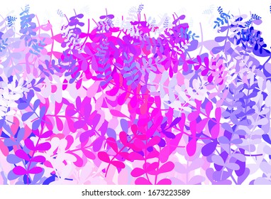 Light Blue, Red vector elegant wallpaper with leaves. Shining colored illustration with leaves in doodle style. Hand painted design for web, leaflets.