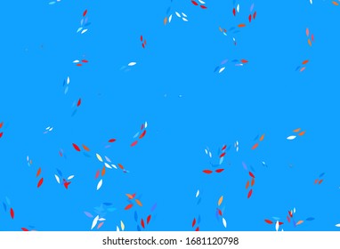 Light Blue, Red vector elegant background with leaves. Doodle illustration of leaves in Origami style with gradient. Template for backgrounds of cell phones.