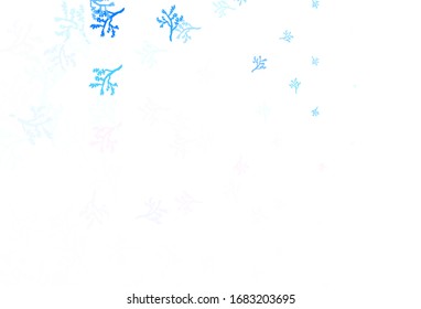 Light Blue, Red vector elegant pattern with sakura. Colorful illustration in doodle style with leaves, branches. Hand painted design for web, wrapping.