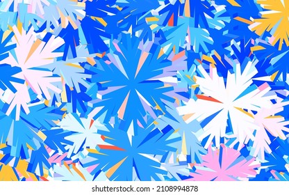 Light Blue, Red vector elegant wallpaper with trees, branches. Doodle illustration of flowers in Origami style. Brand new style for your business design.