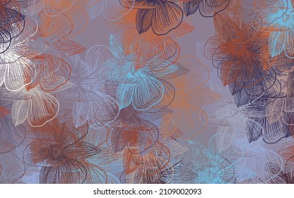 Light Blue, Red vector elegant template with flowers. Glitter abstract illustration with flowers. Textured pattern for websites, banners.