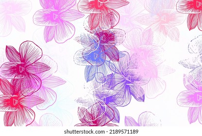 Light Blue, Red vector elegant pattern with flowers. Decorative design of flowers on white background. Template for backgrounds of cell phones.