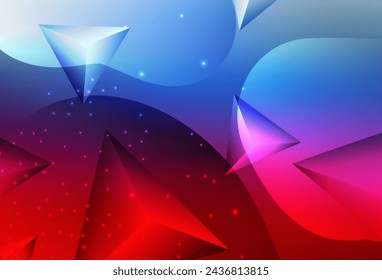 Light Blue, Red vector Glitter abstract illustration with connection of triangle structure. Illustration with set of shining colorful abstract circles. Simple design for your web site.