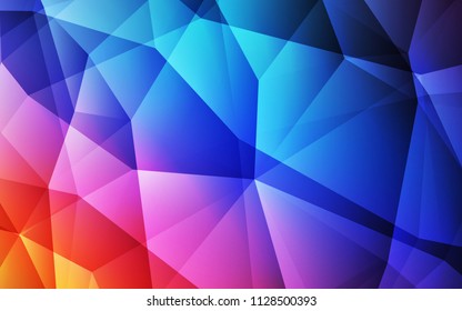 Light Blue, Red vector gradient triangles template. Geometric illustration in Origami style with gradient.  Completely new template for your banner.