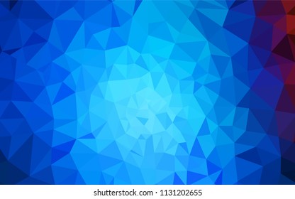 Light Blue, Red vector gradient triangles texture. Creative illustration in halftone style with triangles. Triangular pattern for your design.