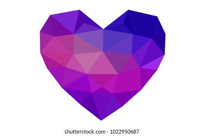 Light Blue, Red vector greeting Card Happy Valentine's Day. Lettering with hearts on the white polygonal background. Colored triangular illustration for your business.