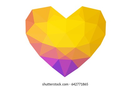 Light Blue, Red vector greeting Card Happy Valentine's Day. Lettering with hearts on the white polygonal background. Colored triangular illustration for your business.