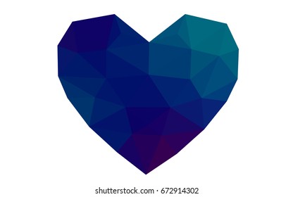 Light Blue, Red vector greeting Card Happy Valentine's Day. Lettering with hearts on the white polygonal background. Colored triangular illustration for your business.