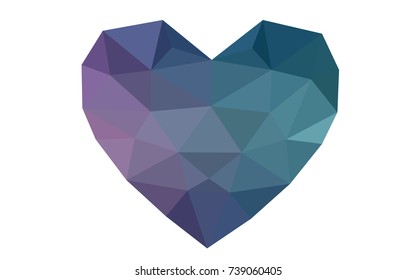 Light Blue, Red vector greeting Card Happy Valentine's Day. Lettering with hearts on the white polygonal background. Colored triangular illustration for your business.