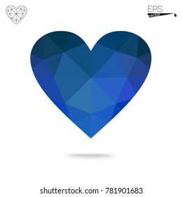 Light Blue, Red vector greeting Card Happy Valentine's Day. Lettering with hearts on the white polygonal background. Colored triangular illustration for your business.