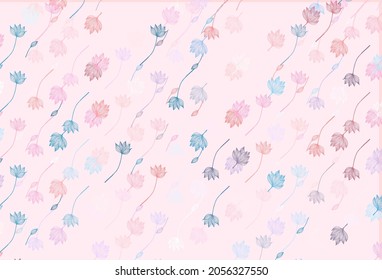 Light Blue, Red vector hand painted texture. A vague abstract illustration with leaves in doodles style. New template for your brand book.