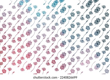 Light Blue, Red vector hand painted background. Pattern with gradient colorful leaves in natural style. The template for background of cell phones.