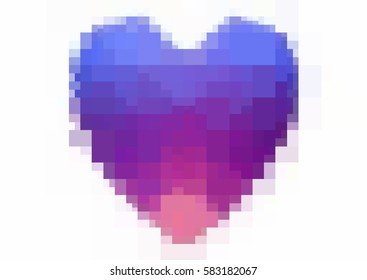 Light Blue, Red vector heart isolated on white background. Geometric rumpled rectangular low poly origami style gradient graphic illustration. Polygonal design for your business.