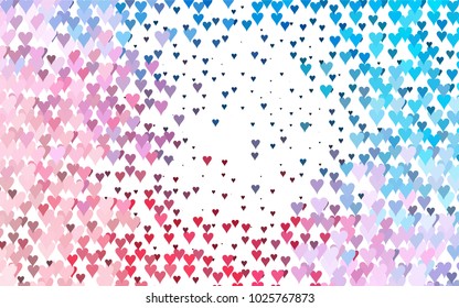 Light Blue, Red vector hearts isolated on white background. Cool pattern in origami style with gradient for Valentine day. Graphic illustration for your business design.