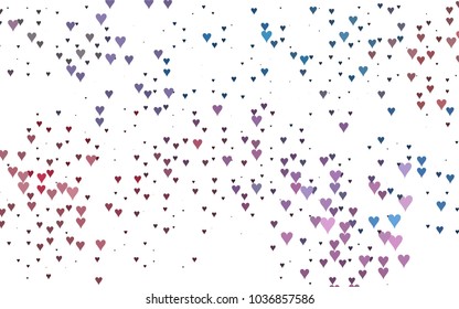 Light Blue, Red vector hearts isolated on white background. Cool pattern in origami style with gradient for Valentine day. Graphic illustration for your business design.