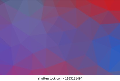 Light Blue, Red vector hexagon mosaic template. Shining illustration, which consist of triangles. Triangular pattern for your business design.