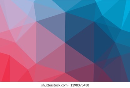 Light Blue, Red vector hexagon mosaic cover. Triangular geometric sample with gradient.  The best triangular design for your business.