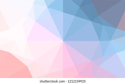 Light Blue, Red vector hexagon mosaic cover. Creative illustration in halftone style with gradient. The best triangular design for your business.