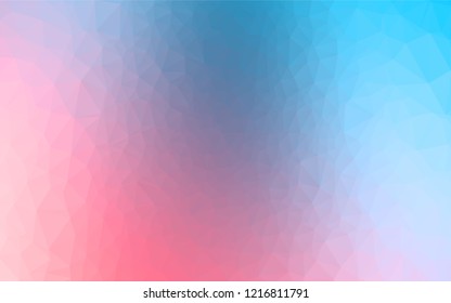 Light Blue, Red vector hexagon mosaic cover. Geometric illustration in Origami style with gradient.  The textured pattern can be used for background.