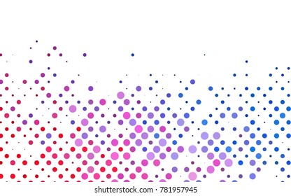 Light Blue, Red vector illustration which consist of circles. Dotted gradient design for your business. Creative geometric background in halftone style with colored spots.