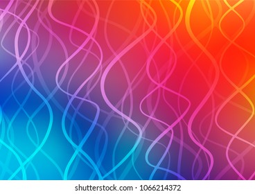 Light Blue, Red vector indian curved template. Colorful abstract illustration with lines in Asian style. A completely new template for your business design.