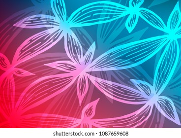 Light Blue, Red vector indian curved texture. Glitter abstract illustration with doodles and Zen tangles. Hand painted design for web, wrapping, wallpaper.
