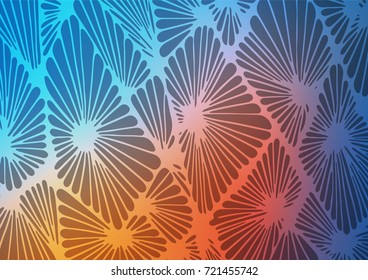 Light Blue, Red vector indian curved texture. Glitter abstract illustration with doodles and Zen tangles. The best blurred design for your business.