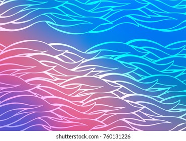 Light Blue, Red vector indian curved pattern. Glitter abstract illustration with doodles and Zen tangles. The best blurred design for your business.