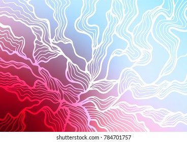 Light Blue, Red vector indian curved texture. Shining colored illustration with doodles in Zen tangle style. The pattern can be used for heads of websites and designs.