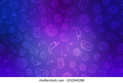 Light Blue, Red vector layout with restaurant food. Glitter abstract sketch with gourmet food. Pattern for ad, booklets, leaflets of restaurants.