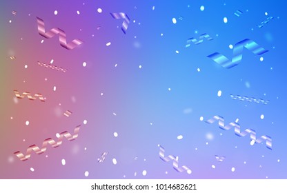 Light Blue, Red vector layout with festival confetti. Glitter abstract illustration with colorful confetti, ribbons. The template can be used as a background for postcards.