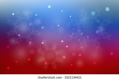 Light Blue, Red vector layout with bright snowflakes. Modern geometrical abstract illustration with crystals of ice. New year design for your business advert.