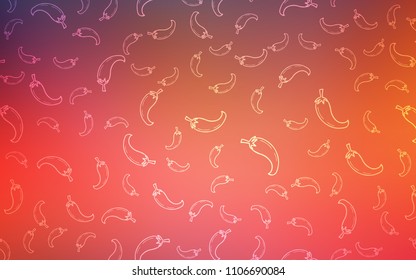 Light Blue, Red vector layout with peppers. Illustration with set of fresh peppers in doodle style. Design for ad, poster, banner of cafes or restaurants.