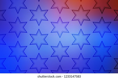 Light Blue, Red vector layout with bright stars. Glitter abstract illustration with colored stars. Pattern for new year ad, booklets.