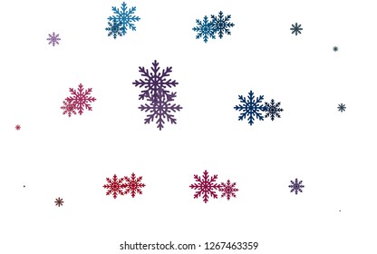 Light Blue, Red vector layout with bright snowflakes. Shining colored illustration with snow in christmas style. The template can be used as a new year background.