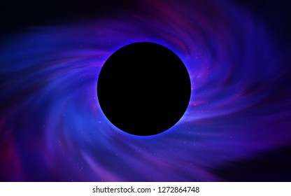 Light Blue, Red vector layout with a black hole, universe. Abstract illustration with glitter colorful cosmic stars. Backdrop for ads, leaflets of Black Friday.