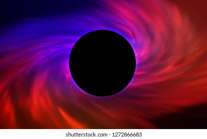 Light Blue, Red vector layout with a black hole, universe. Colorful illustration of a black hole on a starry backdrop. Backdrop for ads, leaflets of Black Friday.