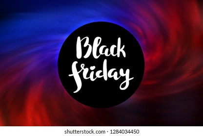Light Blue, Red vector layout with a black hole, universe. Gradient colorful illustration with a black hole, stars. Black Friday design for ads, commercials.
