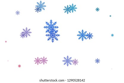 Light Blue, Red vector layout with bright snowflakes. Modern geometrical abstract illustration with crystals of ice. New year design for your business advert.
