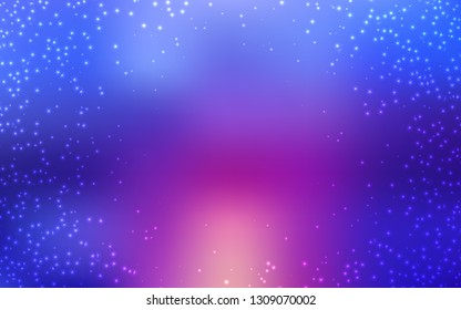Light Blue, Red vector layout with cosmic stars. Blurred decorative design in simple style with galaxy stars. Pattern for astronomy websites.