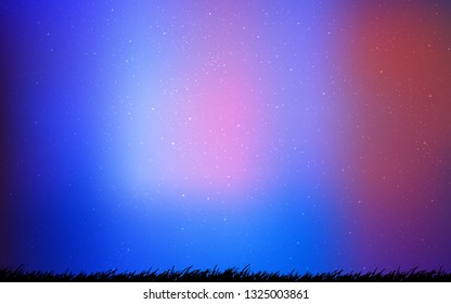 Light Blue, Red vector layout with cosmic stars. Glitter abstract illustration with colorful cosmic stars. Best design for your ad, poster, banner.