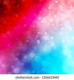 Light Blue, Red vector layout with circles. Abstract colorful disks on simple gradient background. Design for your commercials.