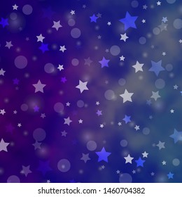 Light Blue, Red vector layout with circles, stars. Glitter abstract illustration with colorful drops, stars. Texture for window blinds, curtains.