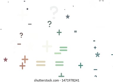 Light Blue, Red vector layout with algebra elements. Abstract illustration with colored algebra signs. Smart design for university advert.
