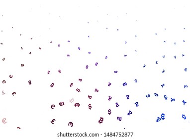 Light Blue, Red vector layout with banking symbols. Shining colored illustration with currency signs. Pattern for financial, investment websites.