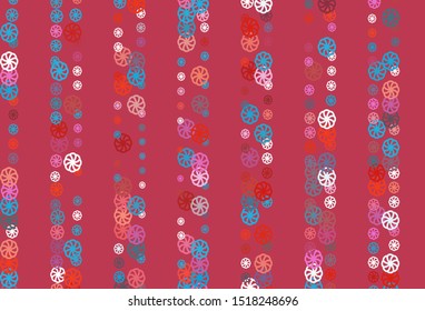 Light Blue, Red vector layout with bright snowflakes. Shining colored illustration with snow in christmas style. New year design for your ad, poster, banner.