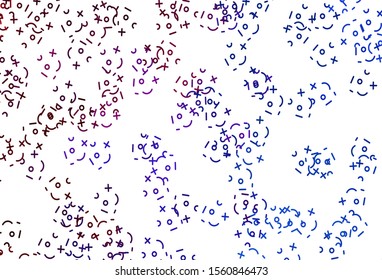 Light Blue, Red vector layout with algebra elements. Abstract illustration with colored algebra signs. Template for landing page of typography.