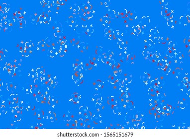 Light Blue, Red vector layout with algebra elements. Modern geometrical illustration with numerals. Pattern for school, grammar websites.