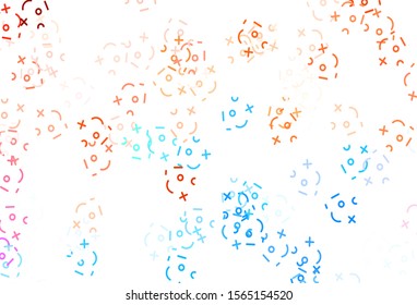 Light Blue, Red vector layout with algebra elements. Modern geometrical illustration with numerals. Pattern for school, grammar websites.